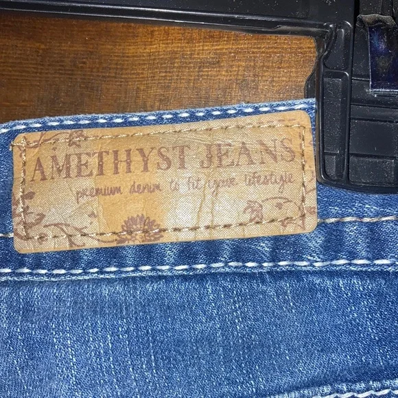 Amethyst Jeans Blue Flare with Distressed Details - Picture 11 of 13